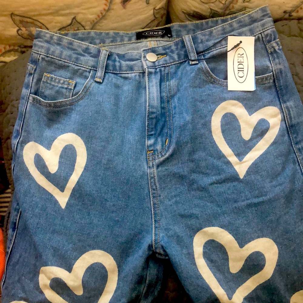 Brand new Cider Jeans with hearts